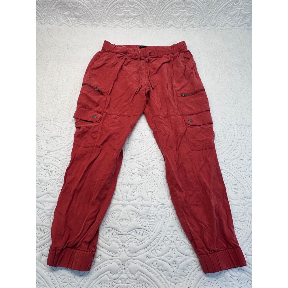 Banana Republic Red Tencel Cargo Jogger Pants Petite S Utility Drawstring